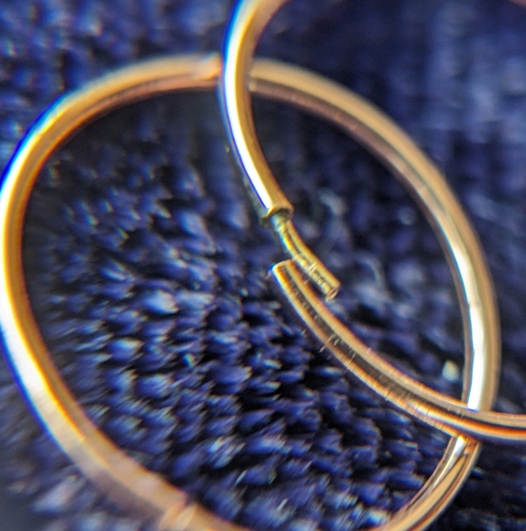 Solid 10K Gold Minimalist Hoops Earrings, Rose Gold - Picture 4 of 6